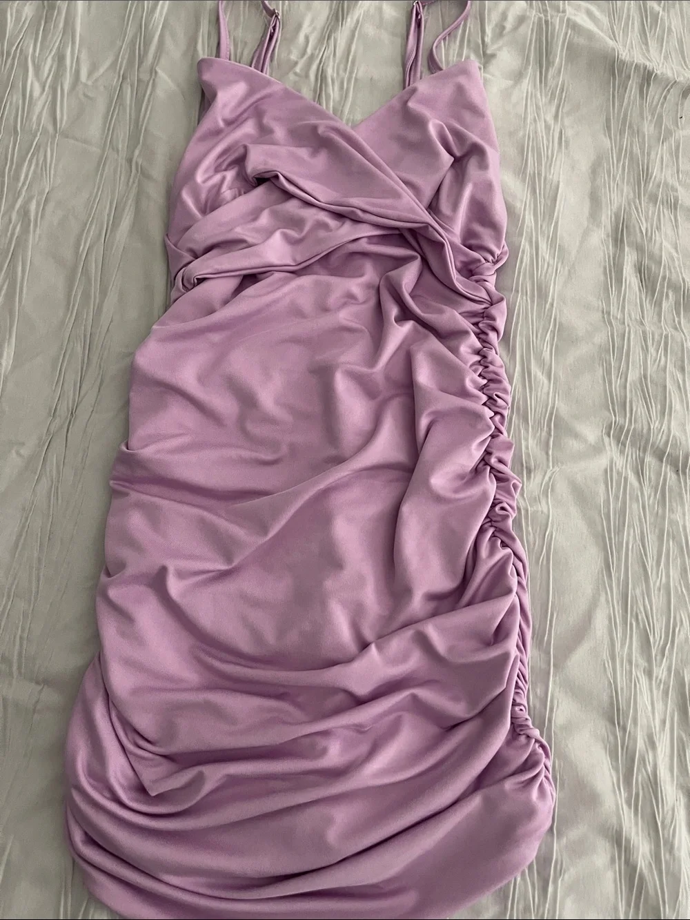 Lilac Ruched One-Piece prom dress